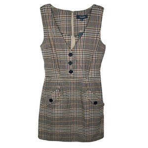 MODCLOTH Women's Plaid Jumper Dress 6 Houndstooth Retro